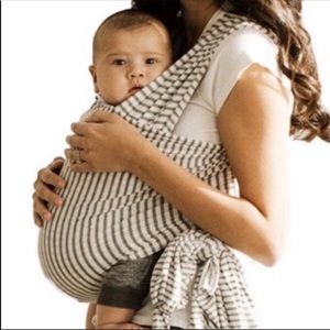 SOLLY BABY WRAP Like New Striped Grey and White